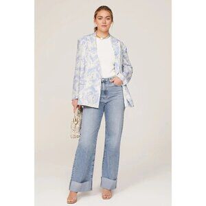 Thakoon Collective Tie Dye Pastel Blazer Jacket Blue White Womens 4